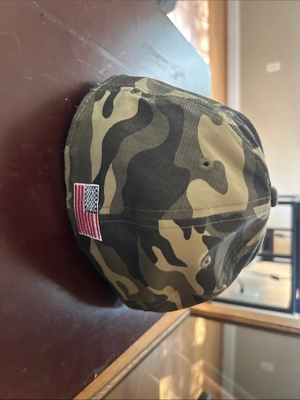 Fitted Camo USA Baseball Cap with White Embroidered Logo